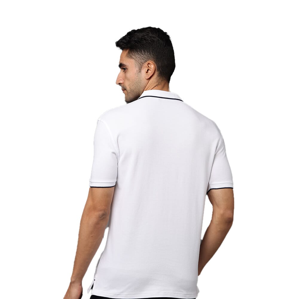 Ford Men's Premium Polo T-Shirt White With Blue Tipping